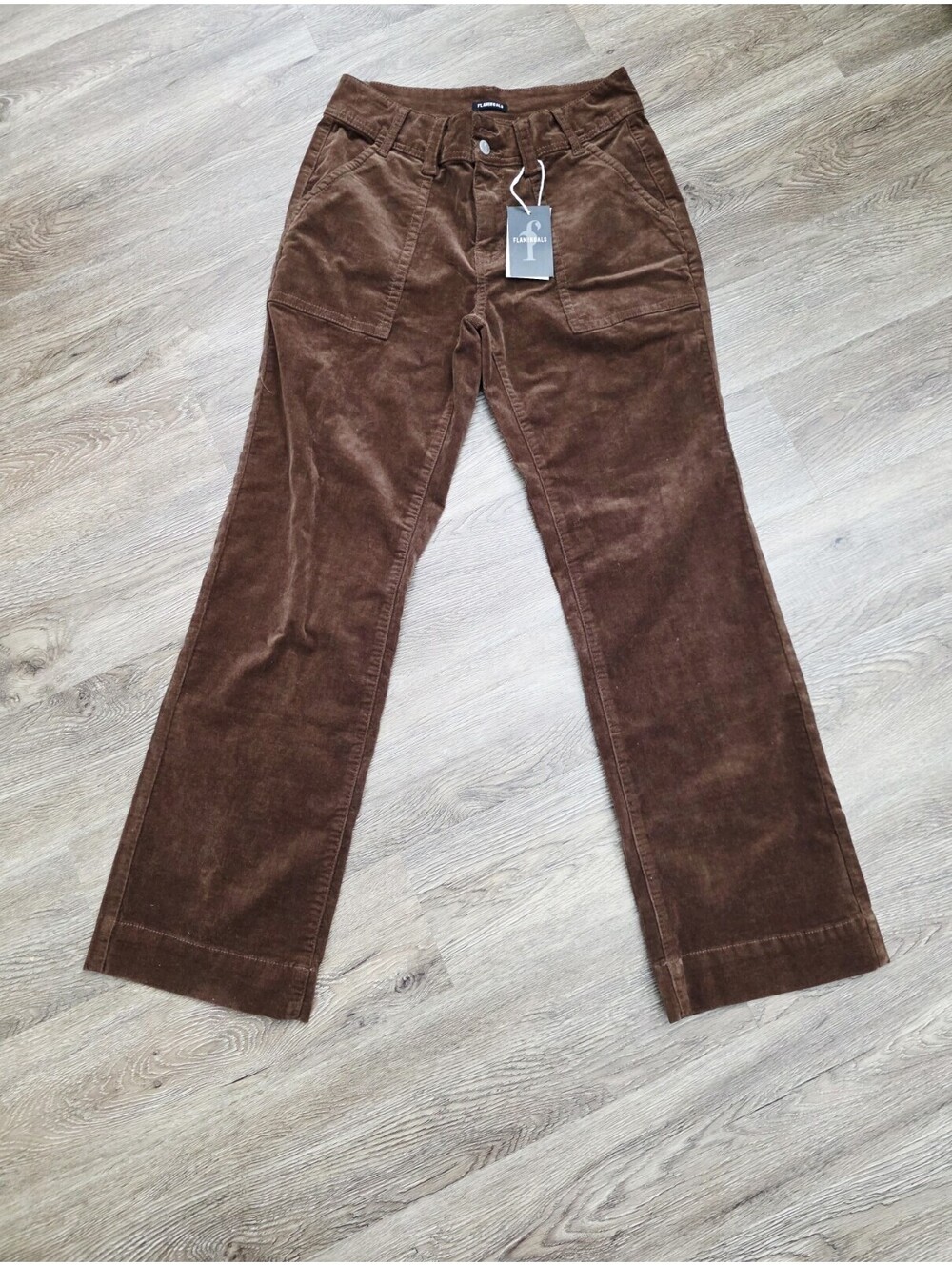 Flamingals Womens Brown Corduroy Straight Leg Pants - Size M
